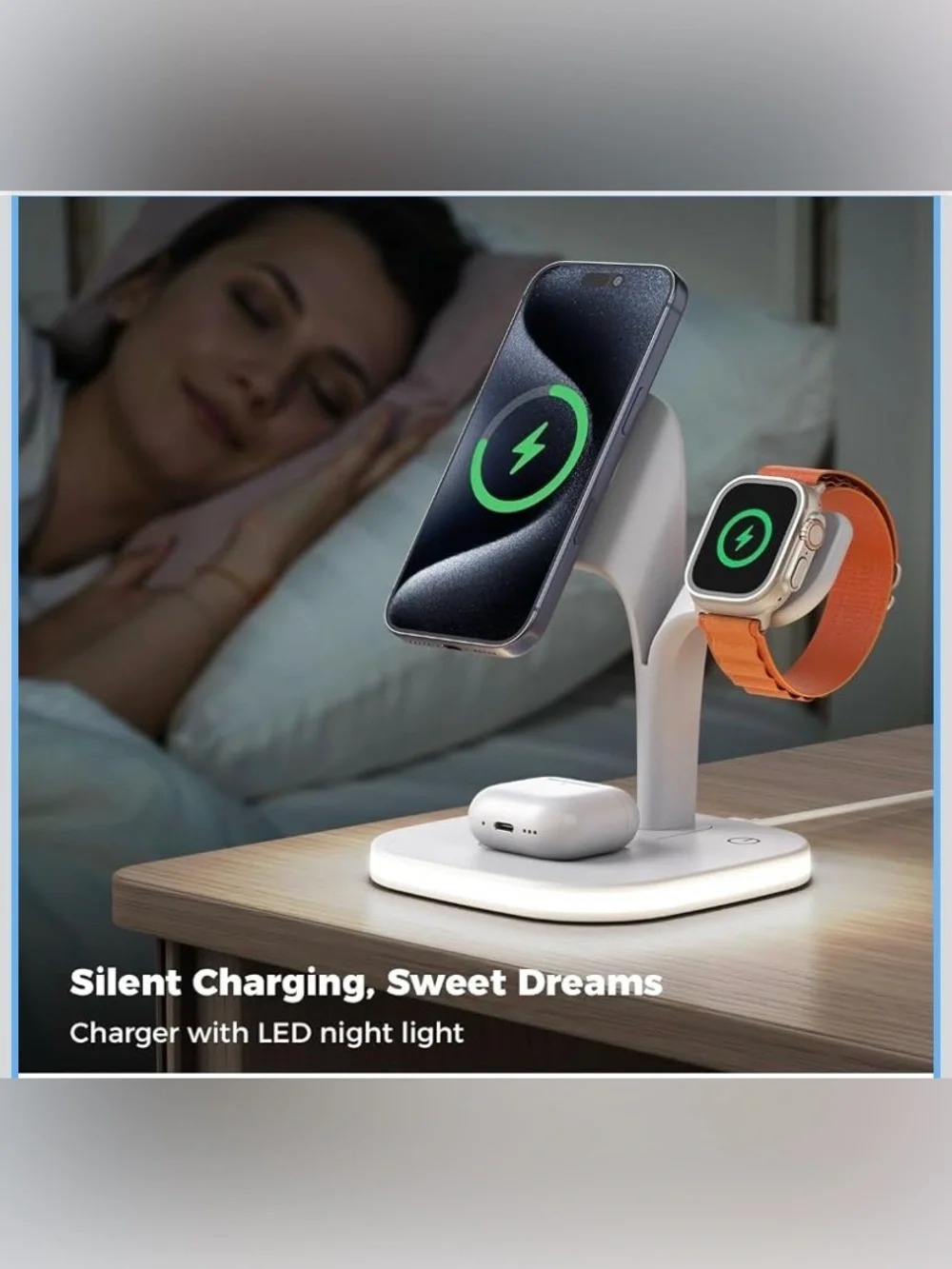 APPLE DEVICES 3 IN 1 MAGSAFE WIRELESS CHARGING STATION YM-UD22 NIGHT LIGHT